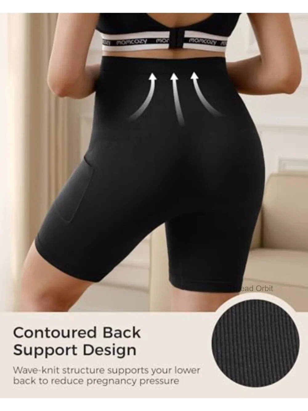 Maternity Biker Shorts Seamless Knit Over Belly High Waisted with Pocket Yoga